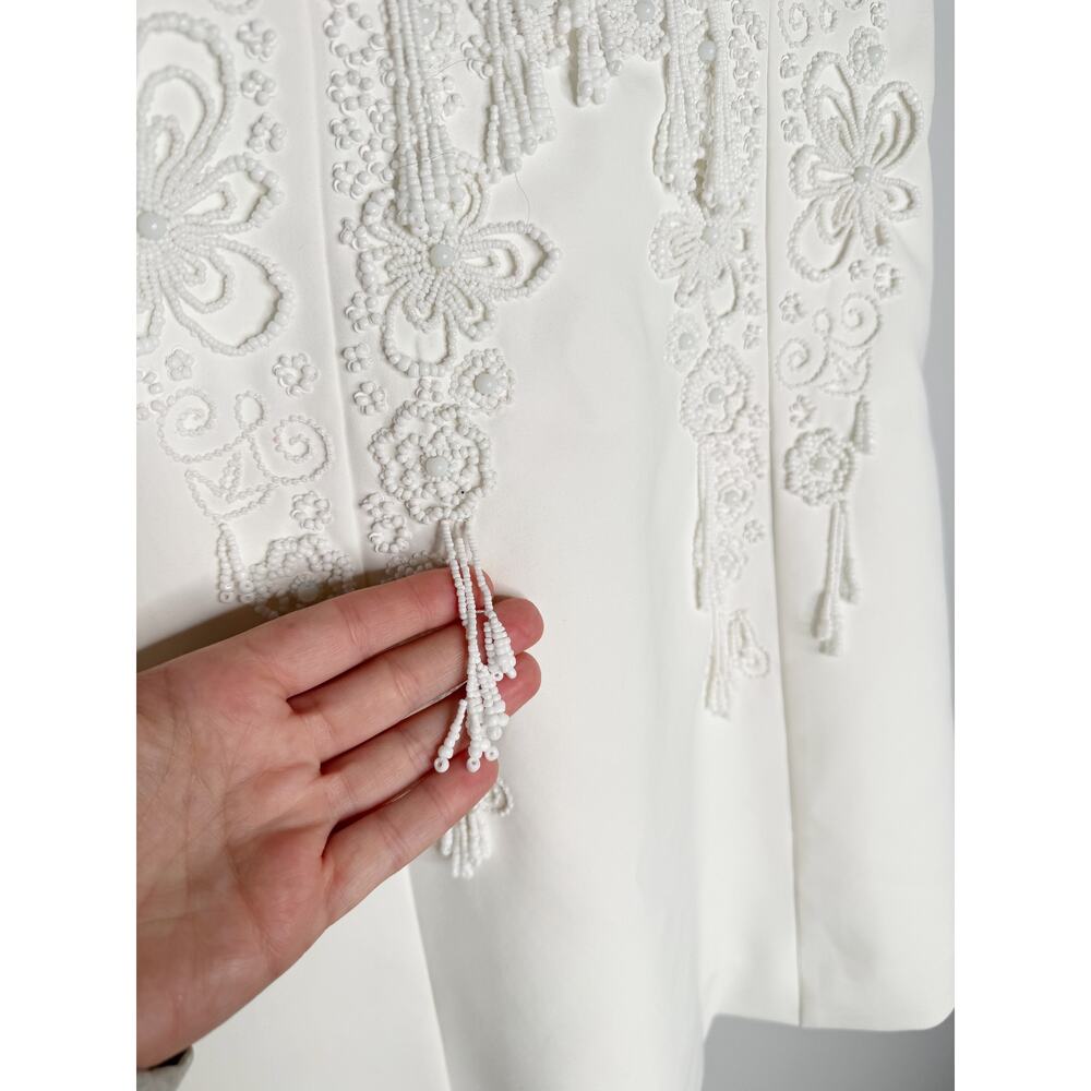 Cynthia Rowley Paloma White Beaded Floral Mini Dress Bridal Wedding - Picture 4 of 7